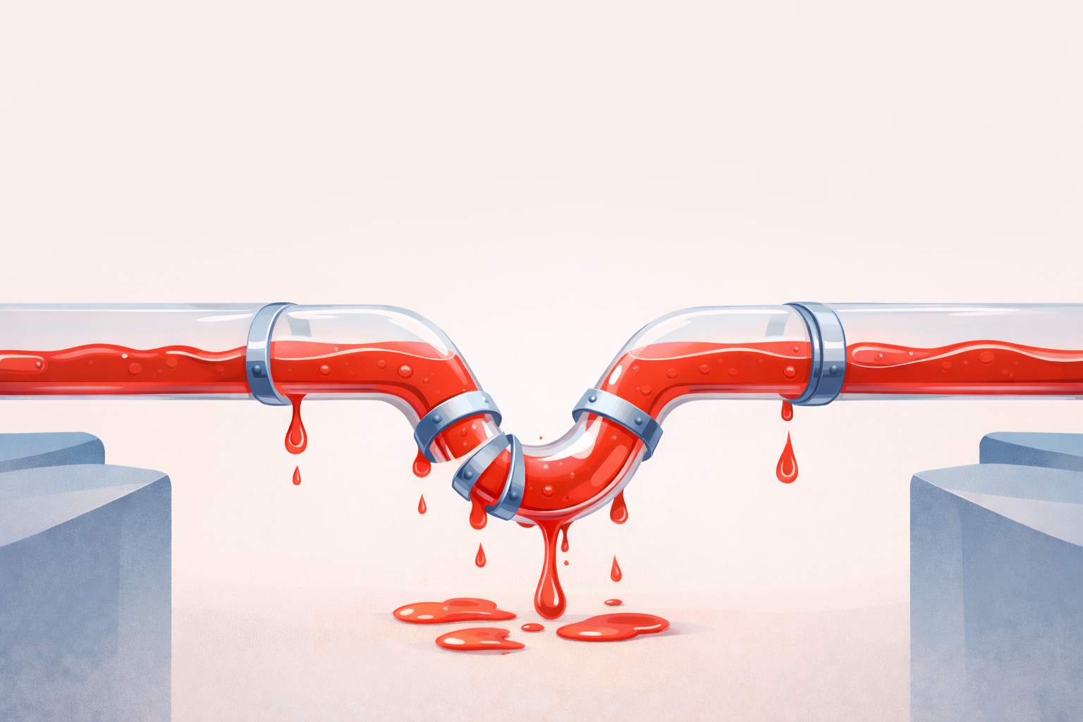 A bridge with a gap in the middle representing GTM alignment issues in B2B tech.